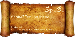 Szakáts Balbina névjegykártya